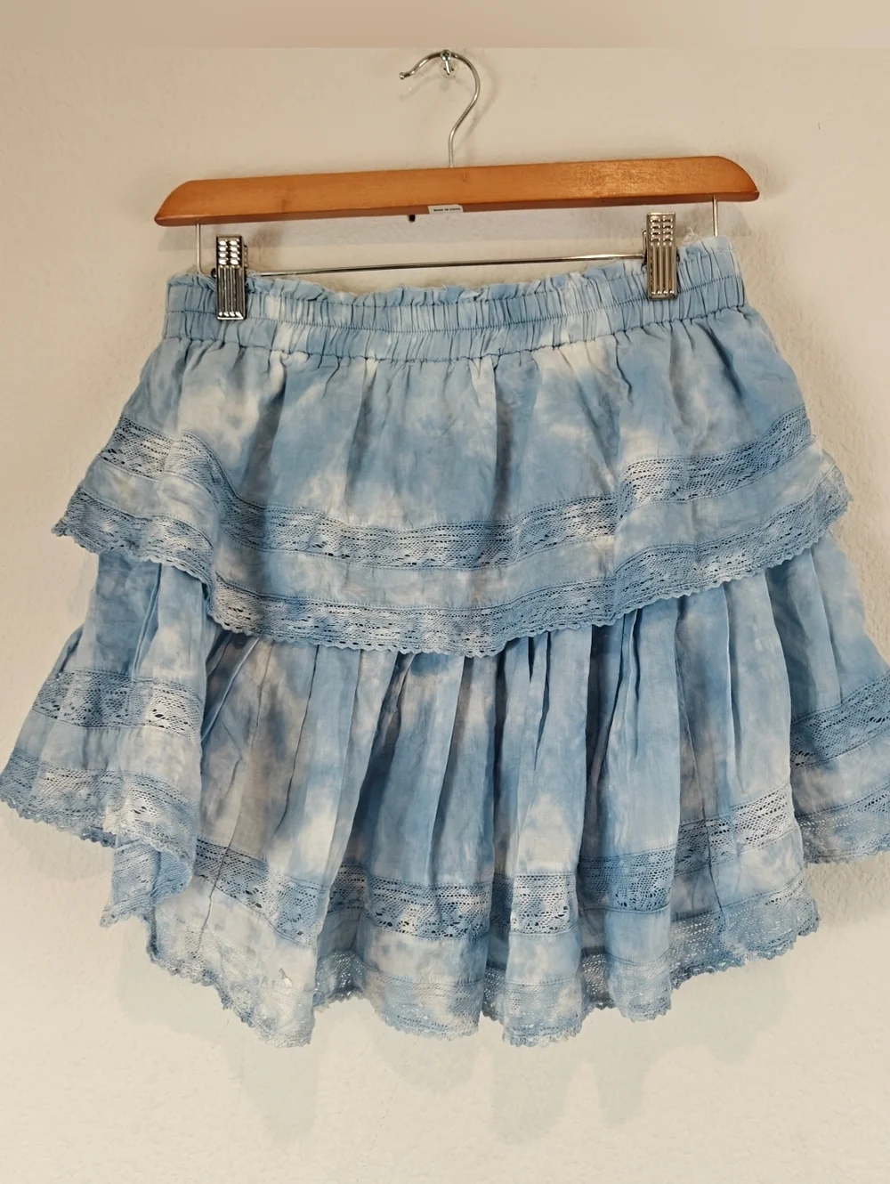 LoveShackFancy Pacific Indigo Hand-Dye Ruffle Mini Skirt Cottagecore Boho Tiered